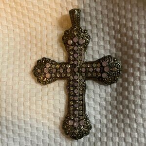 Sparkling with light pink cubic zirconia & rare pendant/necklace charm